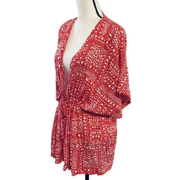 Victoria Secret Hearts Kimono Cover-up Red/White One Size - Picture 2 of 8